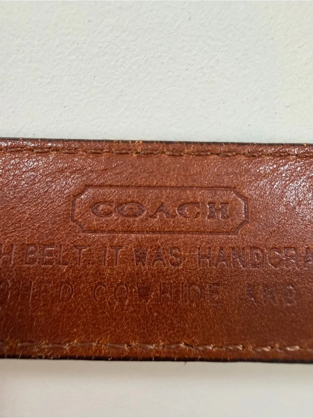 Vintage Coach Leather Belt Burgundy Oxblood Brass Buckle Size 36